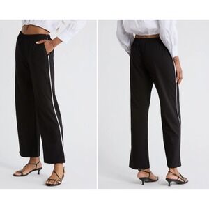 Jason Wu Wide Leg Pull On Pants Size XS Black White Side Stripe Modal Blend NWT